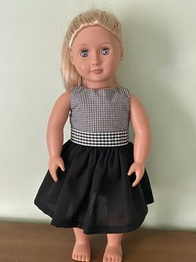 Black & White Gingham Doll Dress for 18-Inch Dolls